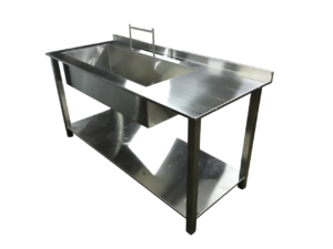 stainless steel sink with shelf