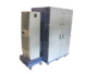 Shielded rack enclosure with attached air-conditioning module on castors