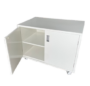 2-door mobile aluminium cabinet with powder-coated finish and internal shelves