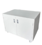 2-door mobile aluminium cabinet with powder-coated off-white finish on castors