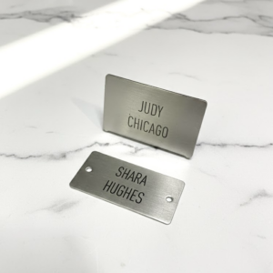 Custom SS316 stainless steel nameplate with laser marked text and brushed finish