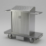 Luxury hotel housekeeping cart with tambour door cabinet and stainless steel push handles