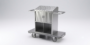 Hotel housekeeping cart with tambour door cabinet side perspective view