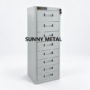 Grey 8-drawer microfilm storage cabinet with digital humidity display